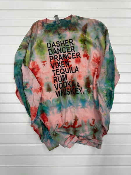 Reindeer alochol Ice dye shirt