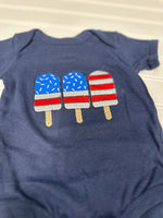 Babys embroidered american flag popcicle onesie