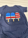Babys embroidered american flag popcicle onesie