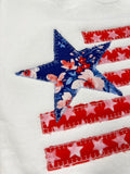 Womens American Flag Appliques Crewneck