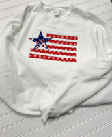 Womens American Flag Appliques Crewneck