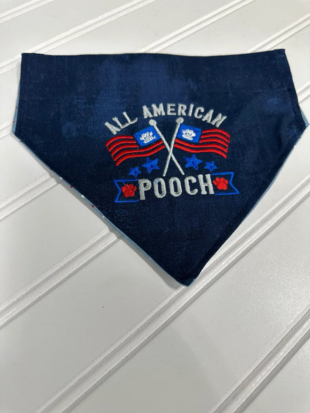 Embroidered 4th July reversible dog bandana