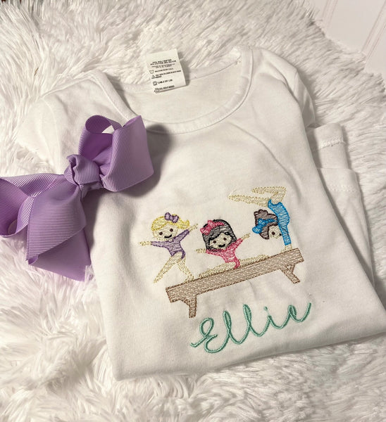 Girls embroidered gymanstics shirt